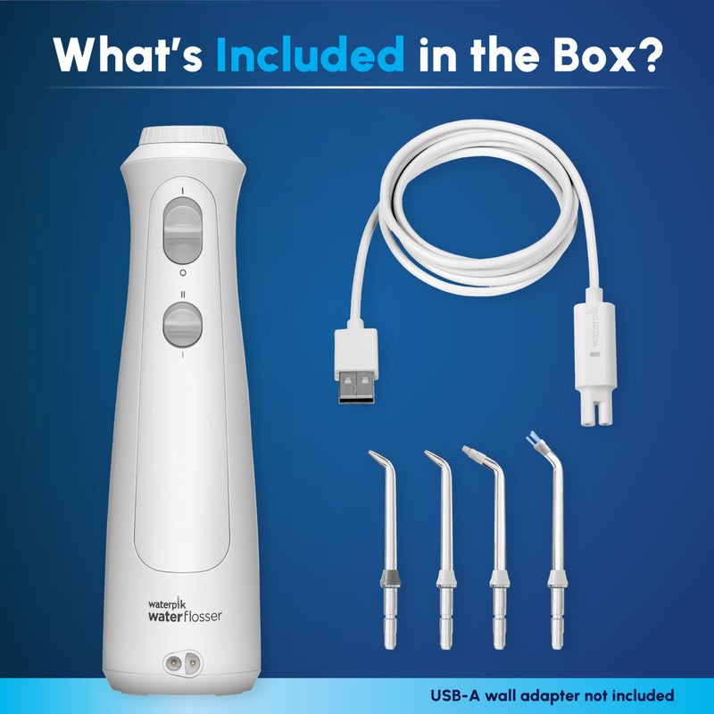 Waterpik Cordless Pearl Rechargeable Portable Water Flosser for Teeth, Gums, Braces Care and Travel with 4 Flossing Tips - ADA Accepted, WF-13 White, Packaging May Vary - Image 4