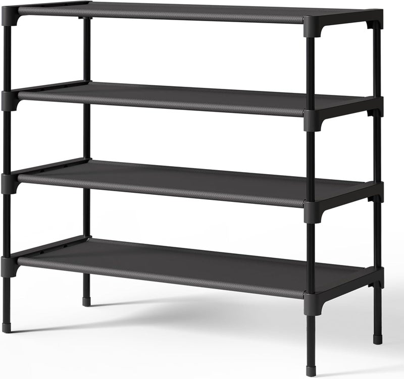 Kitsure Shoe Rack - Non-Woven Shoe Rack Shelf, Shoe Organizer for Closet, Entryway, Garage & Corridor, Stackable Shoe Shelves, X-Large, Black - Image 1