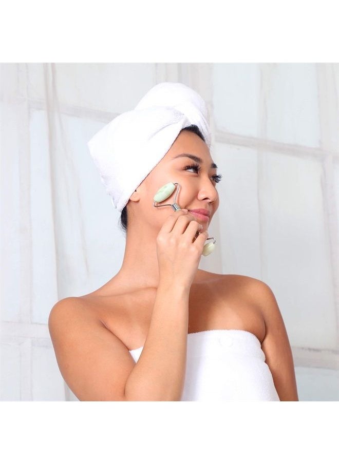Daily Facial Roller - Daily Concepts - Two Stone Heads (Small For Under Eye Area ~ Large For Entire Face) Boosts Blood Circulation, Reduce Swelling, Helps Skincare Products Penetrate Deeper' (Jade)