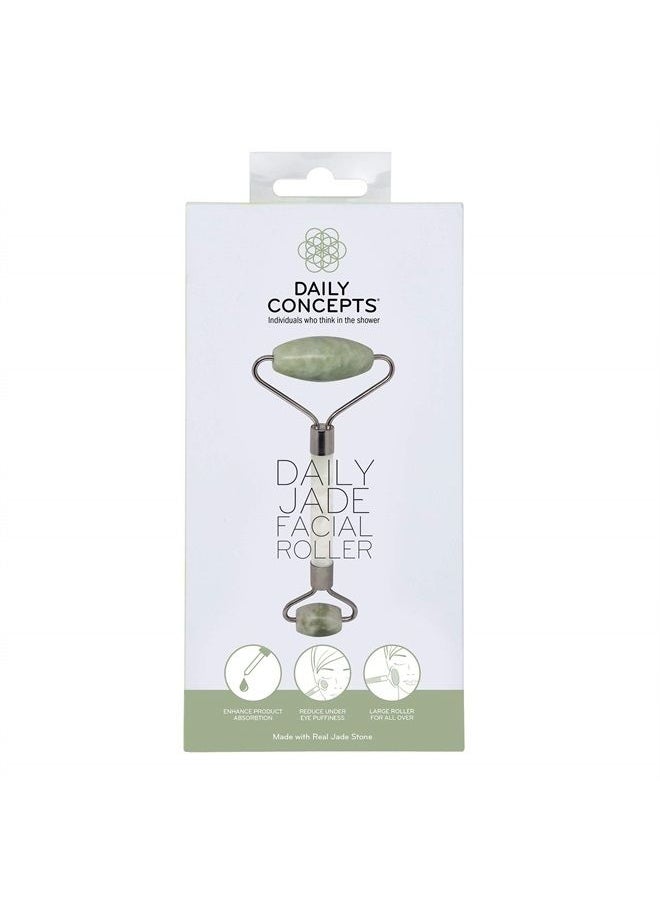 Daily Facial Roller - Daily Concepts - Two Stone Heads (Small For Under Eye Area ~ Large For Entire Face) Boosts Blood Circulation, Reduce Swelling, Helps Skincare Products Penetrate Deeper' (Jade)