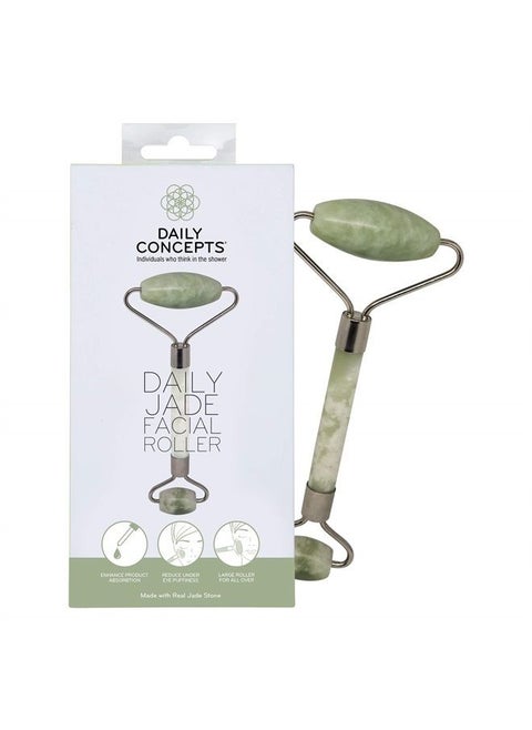 Daily Facial Roller - Daily Concepts - Two Stone Heads (Small For Under Eye Area ~ Large For Entire Face) Boosts Blood Circulation, Reduce Swelling, Helps Skincare Products Penetrate Deeper' (Jade)