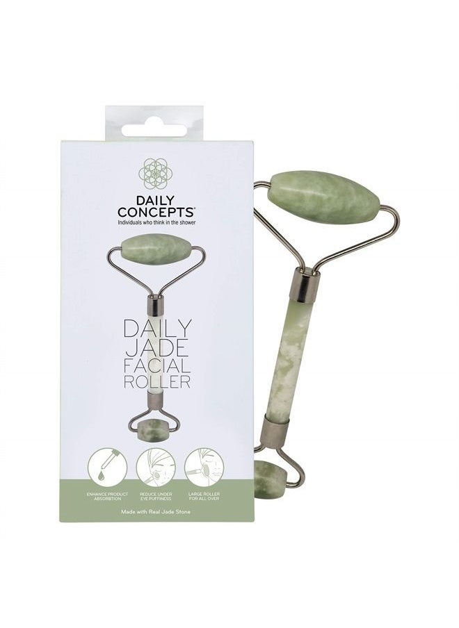 Daily Facial Roller - Daily Concepts - Two Stone Heads (Small For Under Eye Area ~ Large For Entire Face) Boosts Blood Circulation, Reduce Swelling, Helps Skincare Products Penetrate Deeper' (Jade)