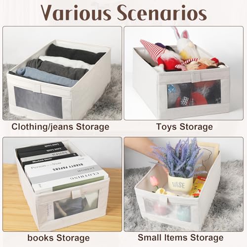 VZZNN 10 Pack Linen Closet Organizers And Storage, Closet Storage Bins for Closet Organization, Linen Closet Baskets Foldable Closet Organizer Bins with Clear Window For Organizing Clothing, Jeans - Image 5