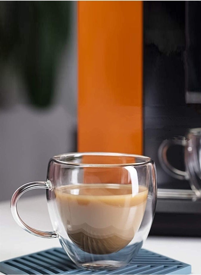 1Chase Double Wall Coffee Tea Cup With Handle 250 ML Set of 4 - Image 2