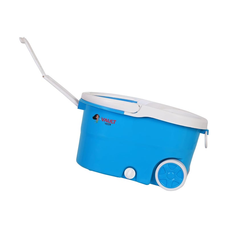 VAULT BHARAT Vault Bharat Premium Mop Bucket for Floor Cleaning 360 Degree Cleaning Spin Mop with Easy Wheels with 2 Refill Model V57V32 Color Blue Warranty 1 Year - Image 4