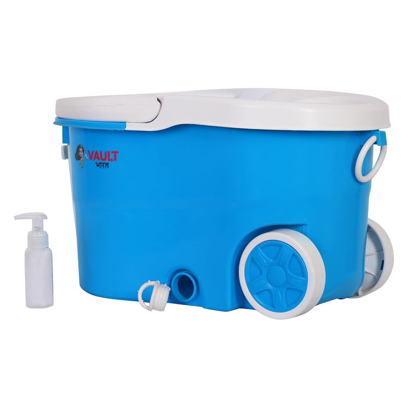 VAULT BHARAT Vault Bharat Premium Mop Bucket for Floor Cleaning 360 Degree Cleaning Spin Mop with Easy Wheels with 2 Refill Model V57V32 Color Blue Warranty 1 Year - Image 3