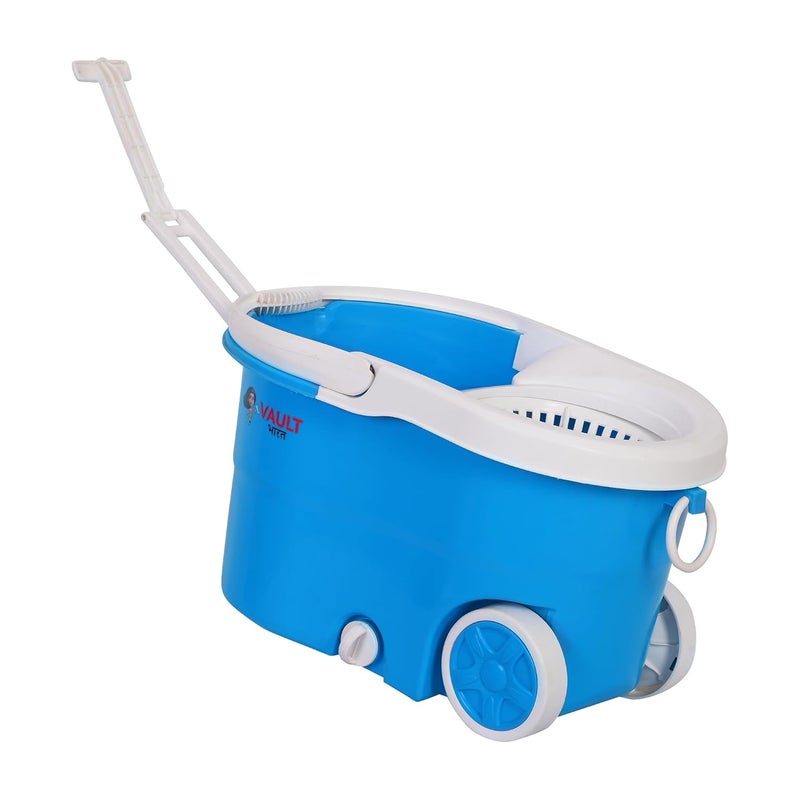 VAULT BHARAT Vault Bharat Premium Mop Bucket for Floor Cleaning 360 Degree Cleaning Spin Mop with Easy Wheels with 2 Refill Model V57V32 Color Blue Warranty 1 Year - Image 5