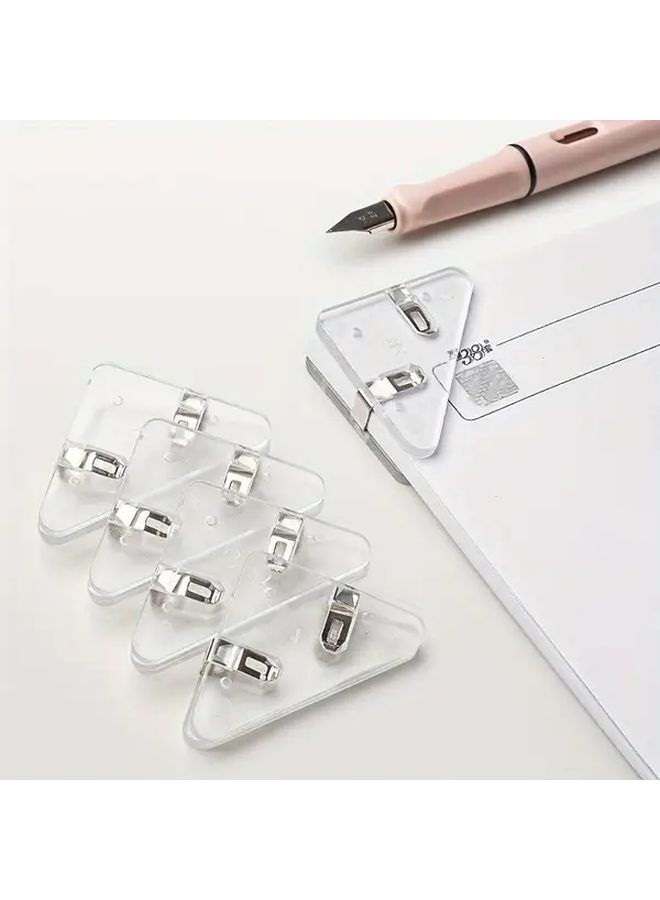 5 Pcs Transparent Triangle File Clips Multi Functional Right Angle Book Corner Clips For Data Protection Anti Curling Hand Ledger Holders Made Of High Quality Plastic - Image 5