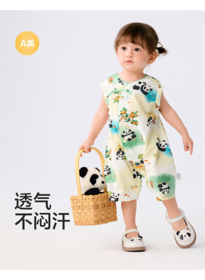 Balabala Class A Chinese-style Panda Baby Bodysuit Newborn Outfit Romper Crawling Suit 2025 New Summer Collection - Image 1