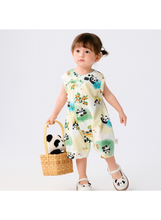 Balabala Class A Chinese-style Panda Baby Bodysuit Newborn Outfit Romper Crawling Suit 2025 New Summer Collection - Image 5