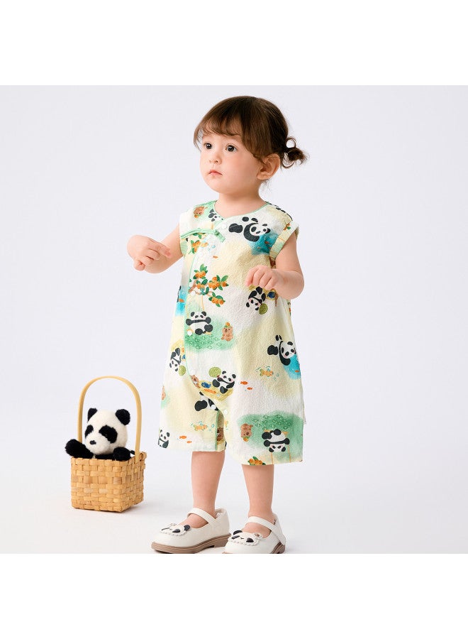 Balabala Class A Chinese-style Panda Baby Bodysuit Newborn Outfit Romper Crawling Suit 2025 New Summer Collection - Image 3