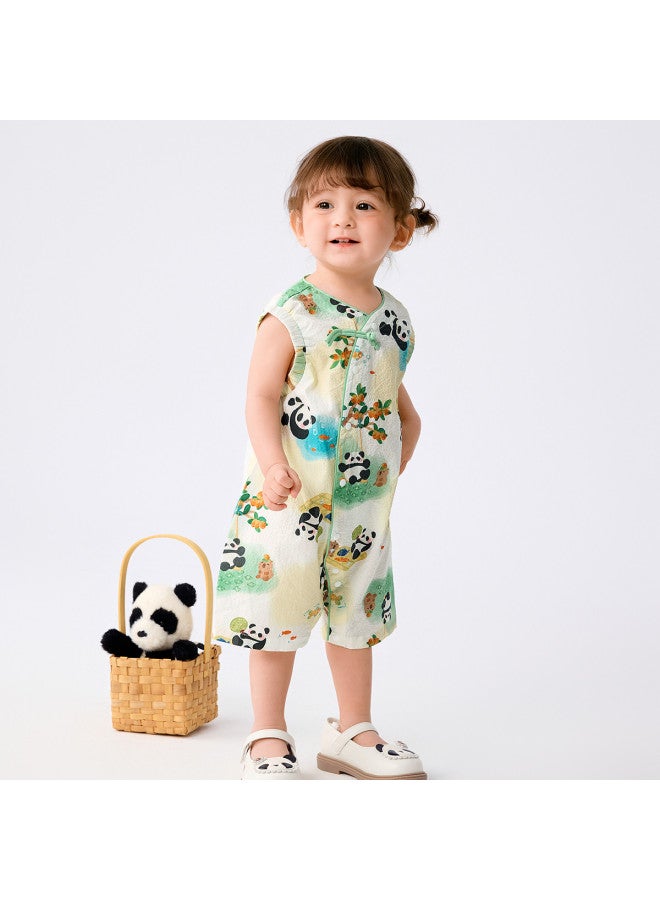 Balabala Class A Chinese-style Panda Baby Bodysuit Newborn Outfit Romper Crawling Suit 2025 New Summer Collection - Image 4