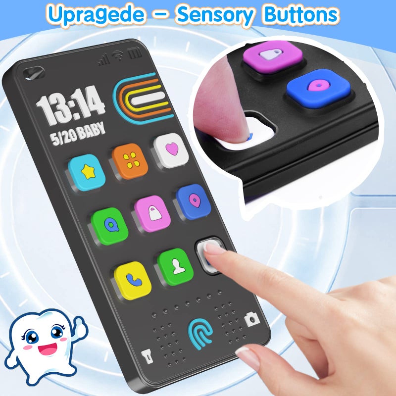 Kaodezhu TV Remote Control Shape Baby Teething Toys and Phone Shape Teether Toys for Babies 6-12 Months, Soft Flexible Silicone Chew Toys for Baby - Black - Image 3