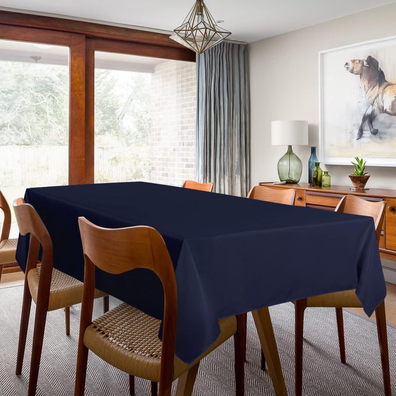 sancua 2 Pack Navy Tablecloth 60 x 120 Inch, Rectangle 8 Feet Table Cloth - Stain and Wrinkle Resistant Washable Polyester Table Cover for Dining Tables, Buffet Parties and Camping - Image 3