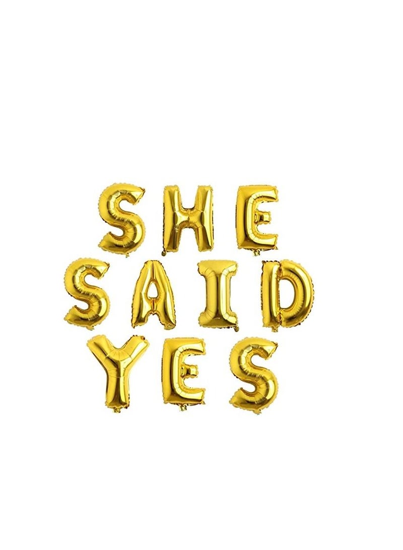 MARKQ She Said Yes Balloons Banner, 16 Inch Foil Engagement Letter Balloon Sign for Bachelorette, Wedding Proposal, Bridal Shower Party Decorations & Supplies (Gold) - Image 1