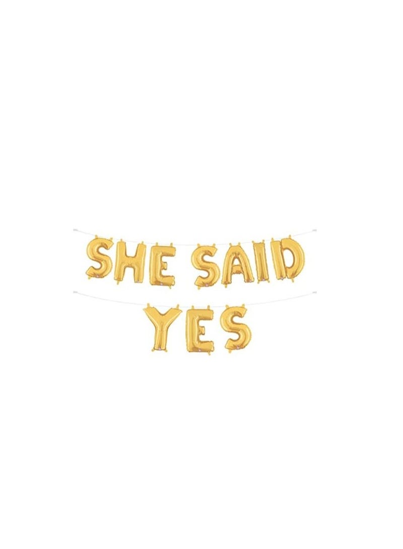 MARKQ She Said Yes Balloons Banner, 16 Inch Foil Engagement Letter Balloon Sign for Bachelorette, Wedding Proposal, Bridal Shower Party Decorations & Supplies (Gold) - Image 4