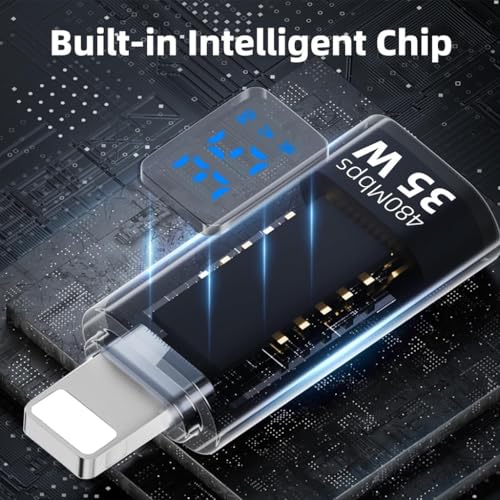 Verilux® Lighting to Type C Converter with LED Display, Type C to Lighting Connector with PD 35W Fast Charging & 480Mbps Data Sync Display, Universal USB C Adapter for iPhone/iPad/iPod - Image 5