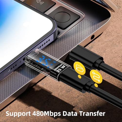 Verilux® Lighting to Type C Converter with LED Display, Type C to Lighting Connector with PD 35W Fast Charging & 480Mbps Data Sync Display, Universal USB C Adapter for iPhone/iPad/iPod - Image 4