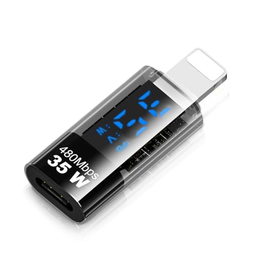 Verilux® Lighting to Type C Converter with LED Display, Type C to Lighting Connector with PD 35W Fast Charging & 480Mbps Data Sync Display, Universal USB C Adapter for iPhone/iPad/iPod - Image 1