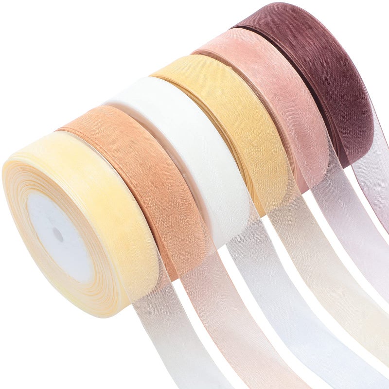 Shappy 6 Rolls Organza Ribbon Sheer Chiffon Ribbon Bulk for Wrapping Decorating Valentine Wedding Birthday Bouquet Garland50 Yard Each RollFresh Color - Image 3