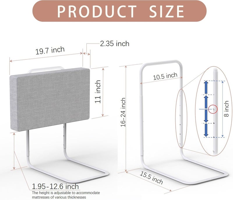 OCBAiLi Bed Rail Guards for Toddlers, Adjustable Bed Rails with Safety, Bed Side Rails for Twin, Full, Queen Bunk Size (Grey, 1 Pack) - Image 3