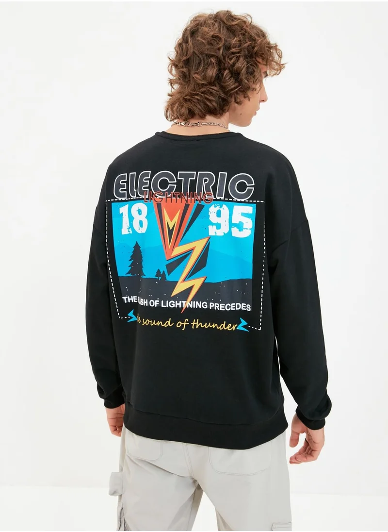 trendyol Back Print Oversize Sweatshirt