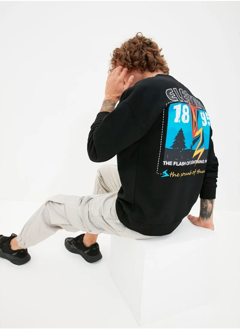trendyol Back Print Oversize Sweatshirt