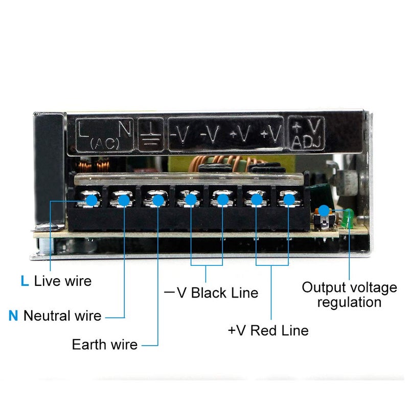 inShareplus 12V 10A 120W, DC Universal Regulated Switching Power Supply, 100-240V AC to DC 12 Volt LED Driver, Converter, Transformer for LED Strip Light, Computer Project, - Image 5