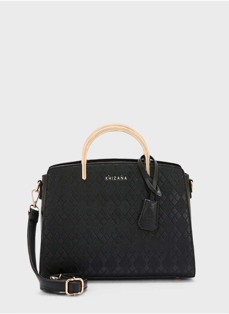 Khizana Metal Handle Textured Satchel Bag  - Image 1