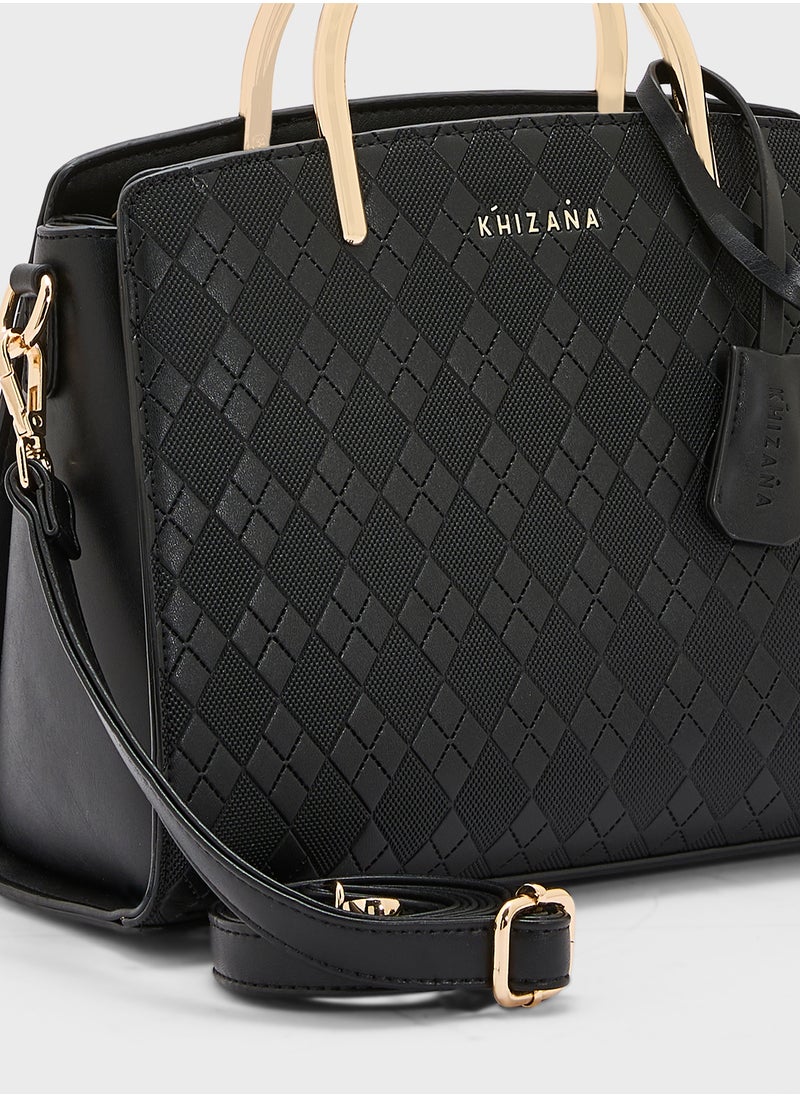 Khizana Metal Handle Textured Satchel Bag  - Image 4