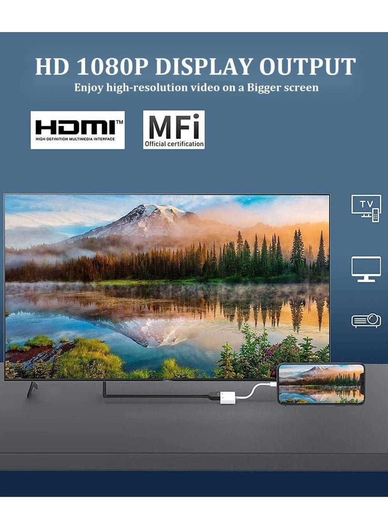 محول 2 في 1 من Lightning و USB-C إلى HDMI لهواتف iPhone، كابل محول رقمي DVI من نوع Lightning و Type C إلى HDMI بدقة 4K@60Hz، لهواتف iPhone 17 و 16 و 15 و 14 و 13 و 12 و 11 و XS و XR و X و 8، مع أجهزة التلفزيون عالية الدقة (HDTV) وأجهزة العرض والشاشات. - Image 3