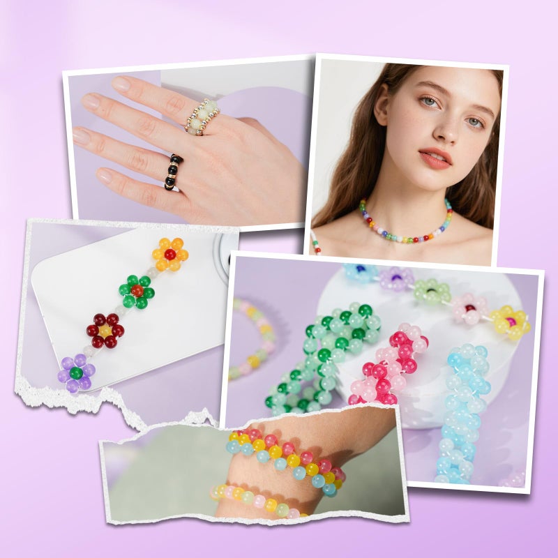 Sunlode Glass Beads for Bracelets 1400pcs Bracelet Making Kit 6mm Glass Bead for Jewelry Making Bracelet Beads 24 Colors Crystal Beads Adult Jewelry Making Supplies Round Glass Beads for Crafts - Image 4