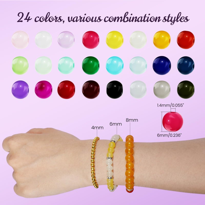 Sunlode Glass Beads for Bracelets 1400pcs Bracelet Making Kit 6mm Glass Bead for Jewelry Making Bracelet Beads 24 Colors Crystal Beads Adult Jewelry Making Supplies Round Glass Beads for Crafts - Image 5