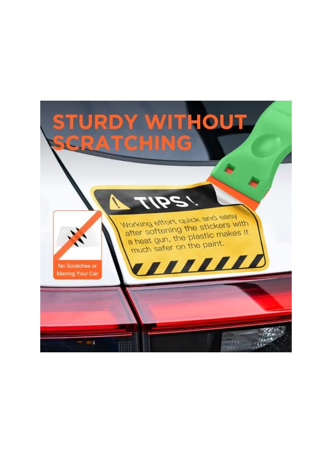 PROMASS أداة كشط شفرات حلاقة بلاستيكية من برومس - عبوة 2 لإزالة الطلاء من الجدران مع مجموعة 100 شفرات - Image 3