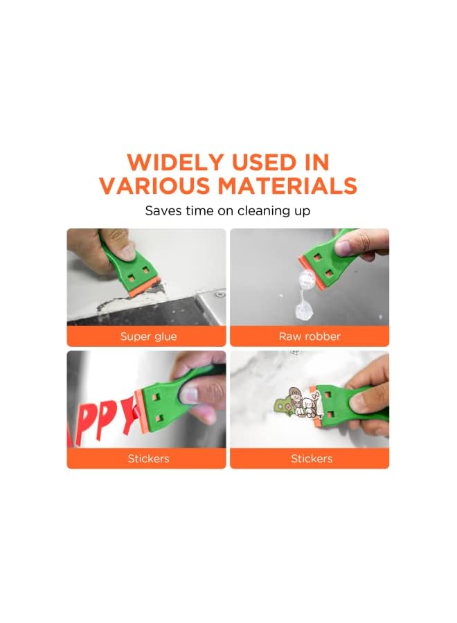 PROMASS أداة كشط شفرات حلاقة بلاستيكية من برومس - عبوة 2 لإزالة الطلاء من الجدران مع مجموعة 100 شفرات - Image 5