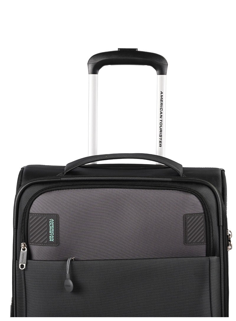 AMERICAN TOURISTER Majoris + Suitcase, Cabin Size 59 cm, 4 Spinner Wheels, Soft Top, 100% Polyester, Black|Corner Guards|Multi Front Pocket|TSA Combination Lock|Expandable|Retractable Aluminum Handle - 3 Years International Warranty - Image 4