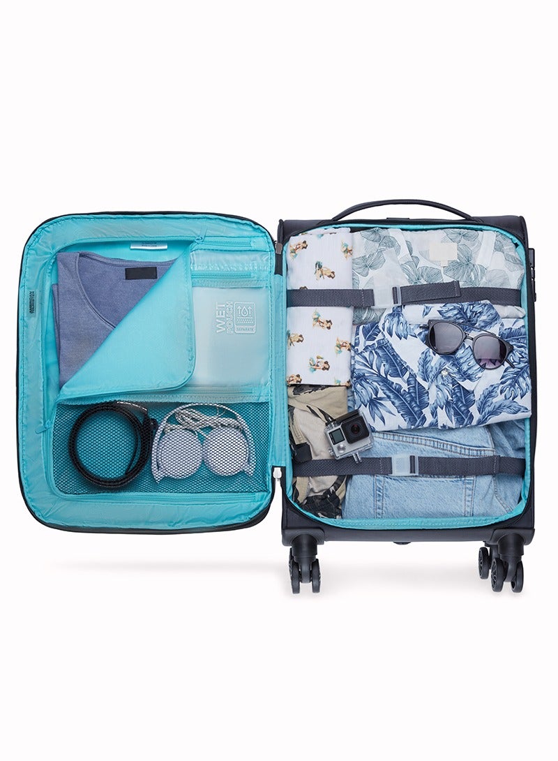 AMERICAN TOURISTER Majoris + Suitcase, Cabin Size 59 cm, 4 Spinner Wheels, Soft Top, 100% Polyester, Black|Corner Guards|Multi Front Pocket|TSA Combination Lock|Expandable|Retractable Aluminum Handle - 3 Years International Warranty - Image 5