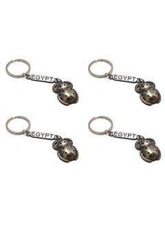 immatgar 4 pieces of  immatgar pharaonic small Hollow Scarab keychain keyring ancient Egyptian souvenirs gifts for men and women from egypt (Light Black- with egypt) 