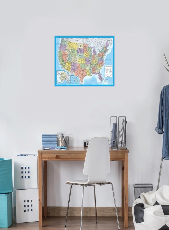 Palace Learning 2 Pack - Laminated World Map & US Map Poster Set - Wall Chart Map of the World & United States - Made in the USA [Light Blue] - Image 5