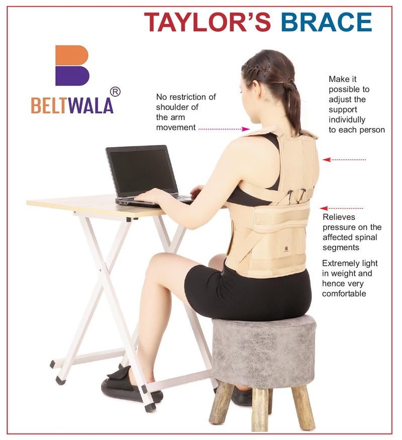 Beltwala ® Taylors Brace Long Type for Spine Immobilization | Supports Dorso Lumbar Spine | 4 Aluminium Strips for Strong Support | Adjustable Universal Size Back Brace for Posture Correction & Pain Relief - Image 2