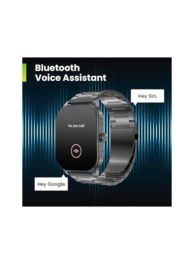 The Pop 3S is Ultra-Large 1.96" HD AMOLED Display,Fashionable Curved & Metallic Design with Bluetooth Phone Calls (Metallic Black)|1 year manufacturer warranty  - Image 1