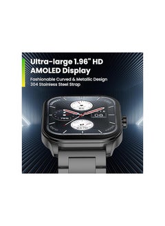 Generic The Pop 3S is Ultra-Large 1.96" HD AMOLED Display,Fashionable Curved & Metallic Design with Bluetooth Phone Calls (Metallic Black)|1 year manufacturer warranty  - Image 2
