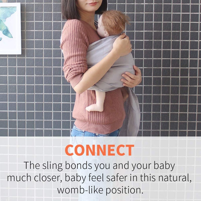 Vlokup Baby Ring Sling Baby Carrier, Soft Baby Sling Carrier for Newborn to Toddler, Lightweight Breathable Adjustable Baby Wrap Sling, Grey - Image 4