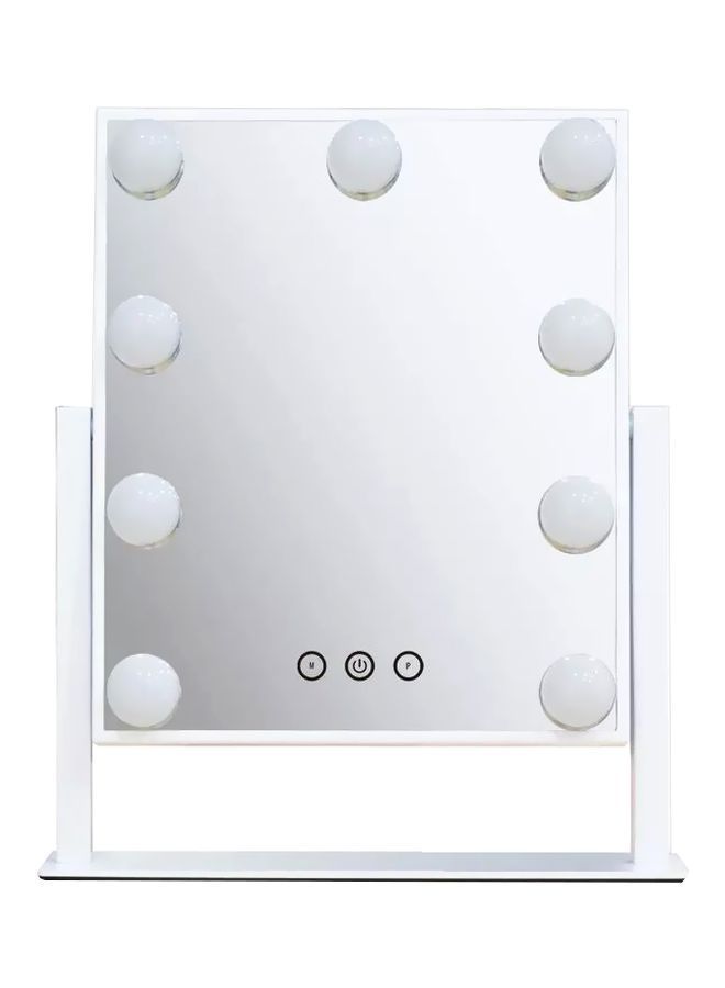 NIBEMINENT Vanity Make Up Mirror With LED Light White/Clear/Silver 36.8x31centimeter  - Image 1