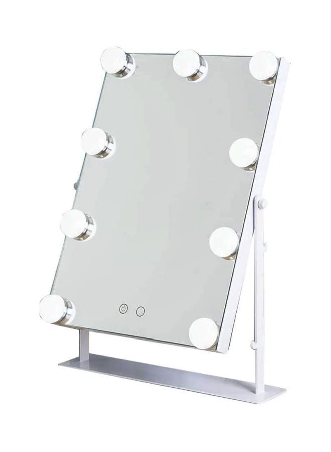 NIBEMINENT Vanity Make Up Mirror With LED Light White/Clear/Silver 36.8x31centimeter  - Image 3