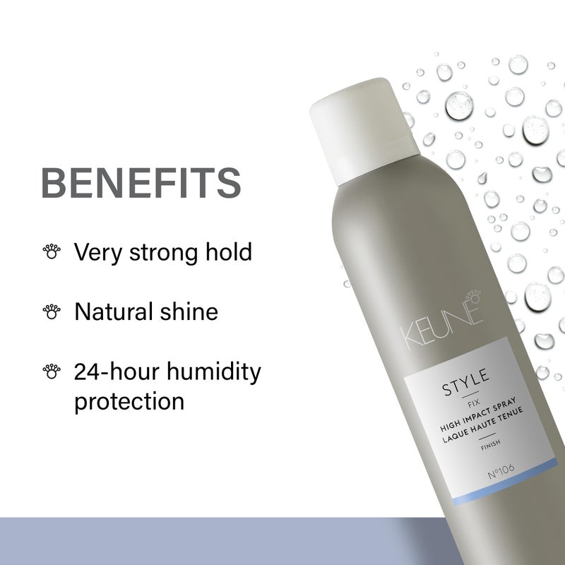 Keune بخاخ كيون ستايل هاي إمباكت لتثبيت الشعر، تثبيت قوي، حماية من الرطوبة، 9.2 أونصة سائلة - Image 3