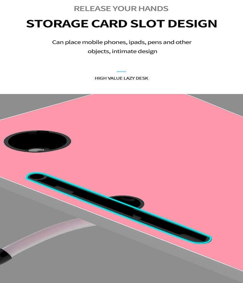 Ardith MultiPurpose Laptop Desk for Study and Reading with Dock Stand Foldable NonSlip Legs Reading TableFoldable and Portable Table with Plastic Leg and with Handle Pink - Image 4