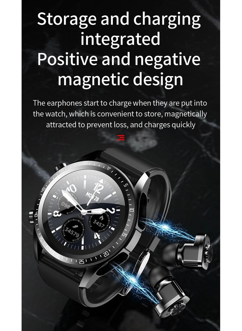 JM03 Smart Watch Men TWS Earphones Bluetooth Call Music Control Blood Pressure Detection Smartwatch Android IOS