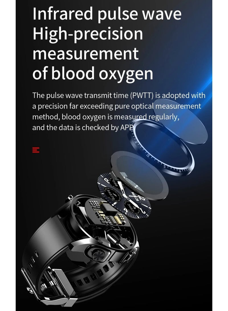 JM03 Smart Watch Men TWS Earphones Bluetooth Call Music Control Blood Pressure Detection Smartwatch Android IOS