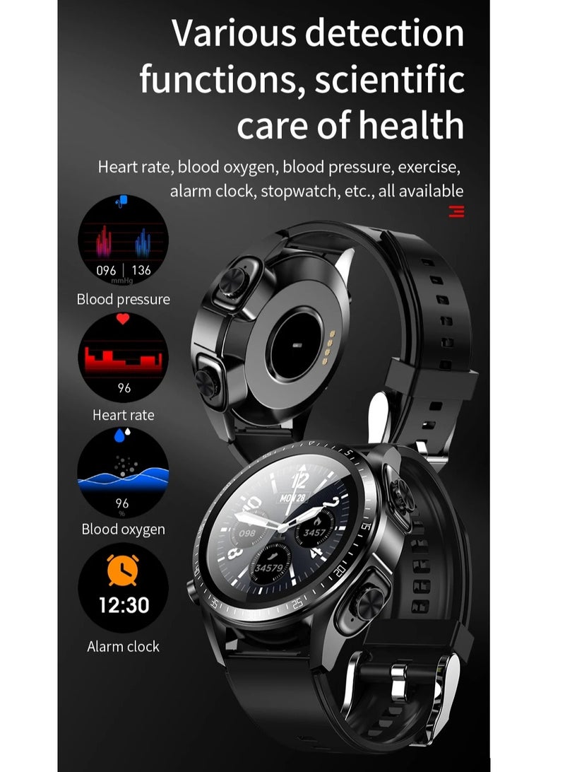 JM03 Smart Watch Men TWS Earphones Bluetooth Call Music Control Blood Pressure Detection Smartwatch Android IOS